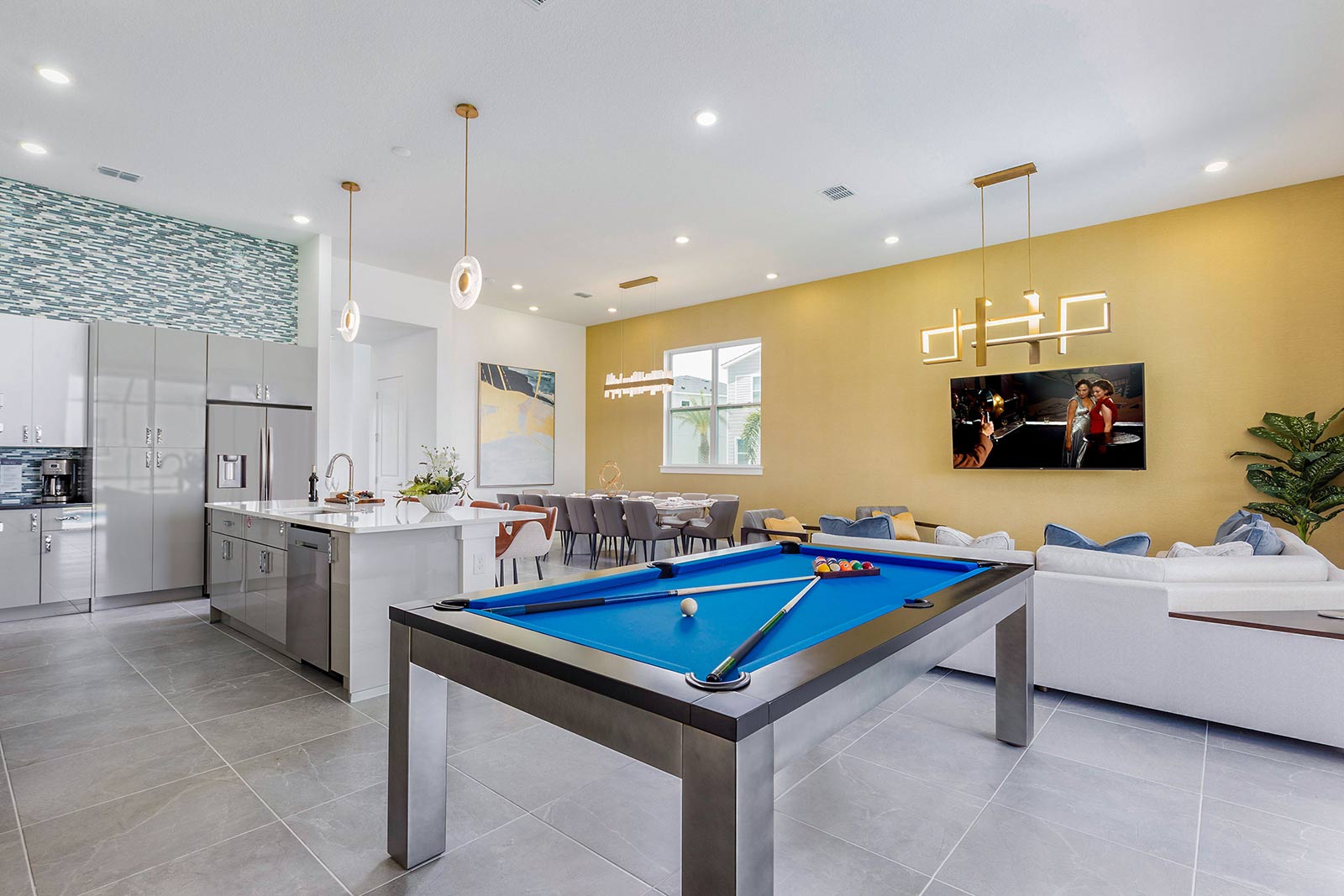 pool table in living room