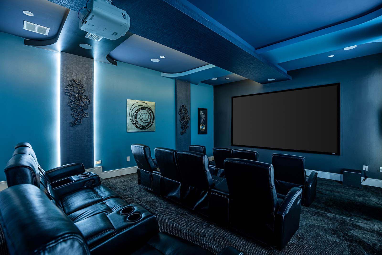 theater with 3 rows of seats