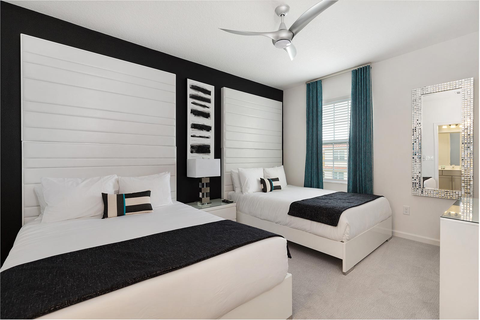 bedroom with two full beds