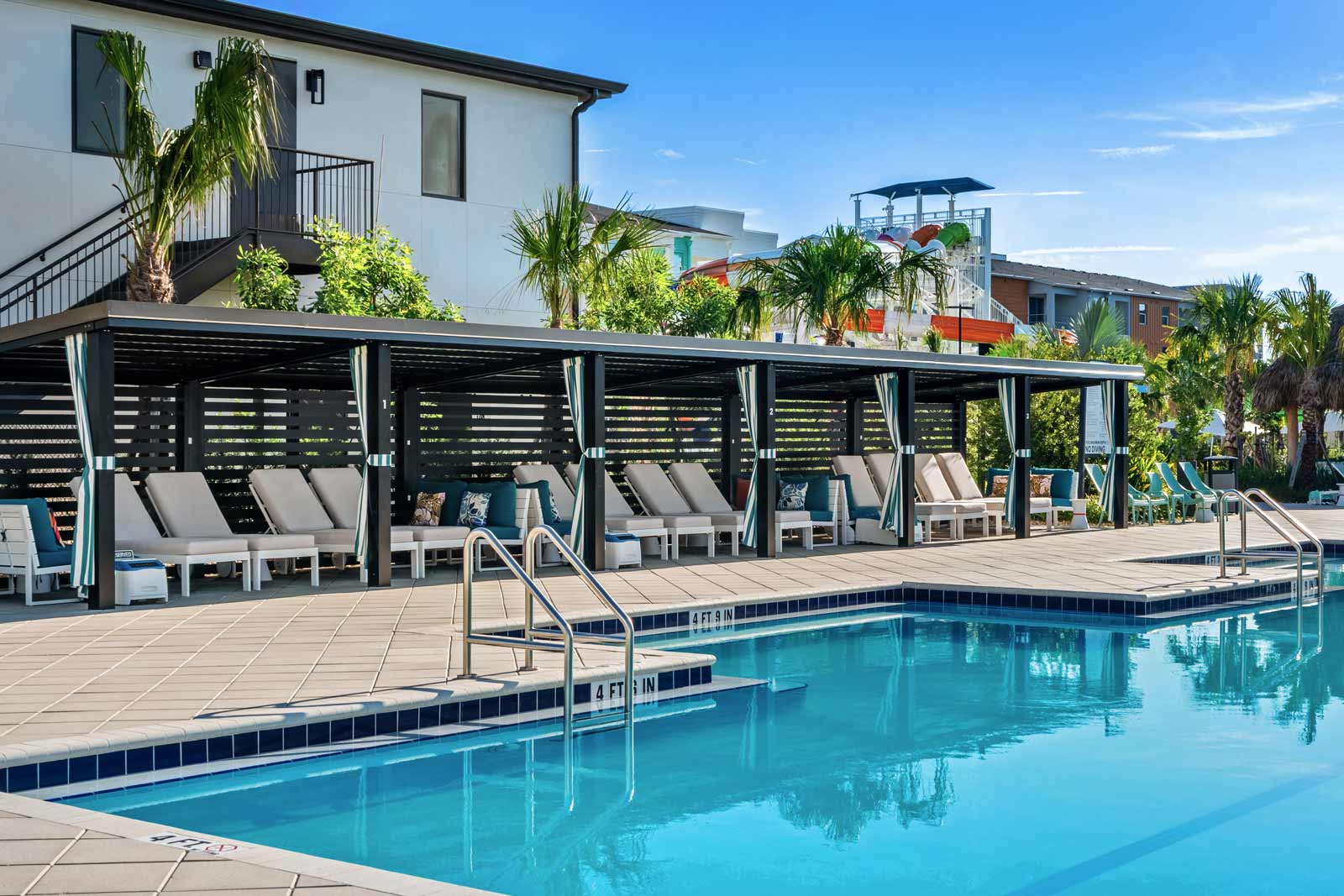 grand pool and cabanas