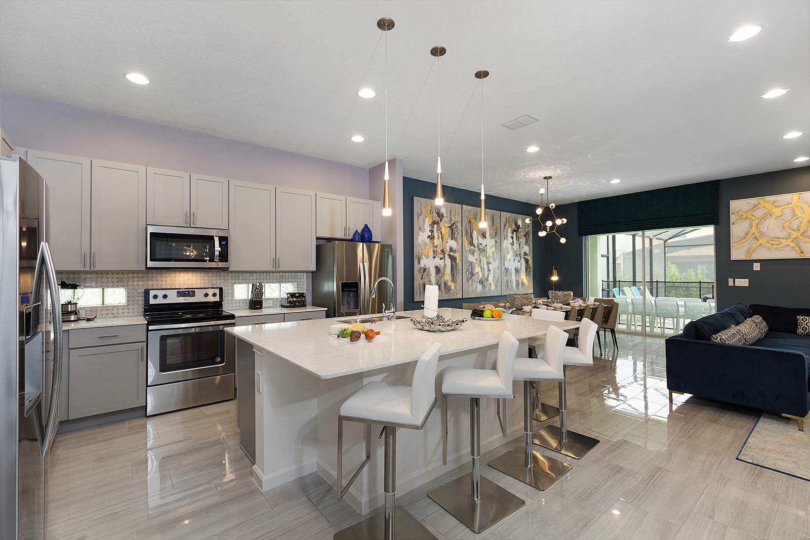 kitchen island with stools