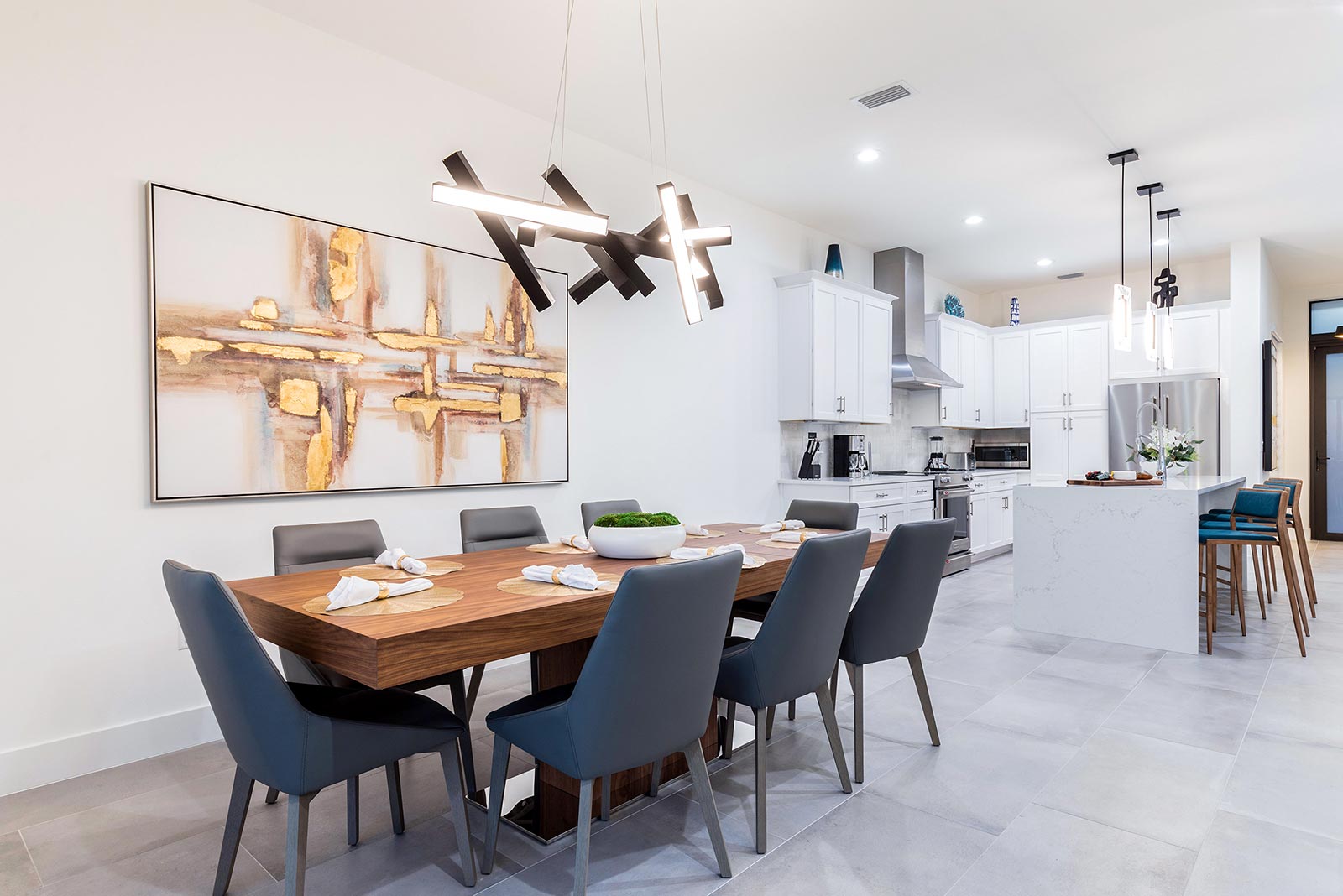Dining Room table with 8 chairs next to kitchen