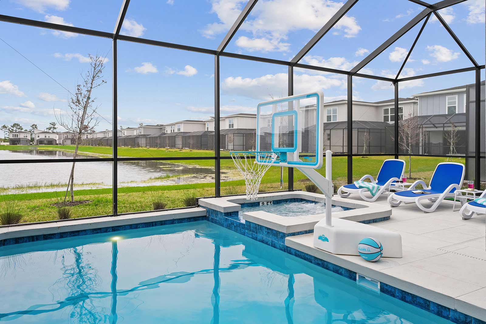 pool & spa with basketball hoop