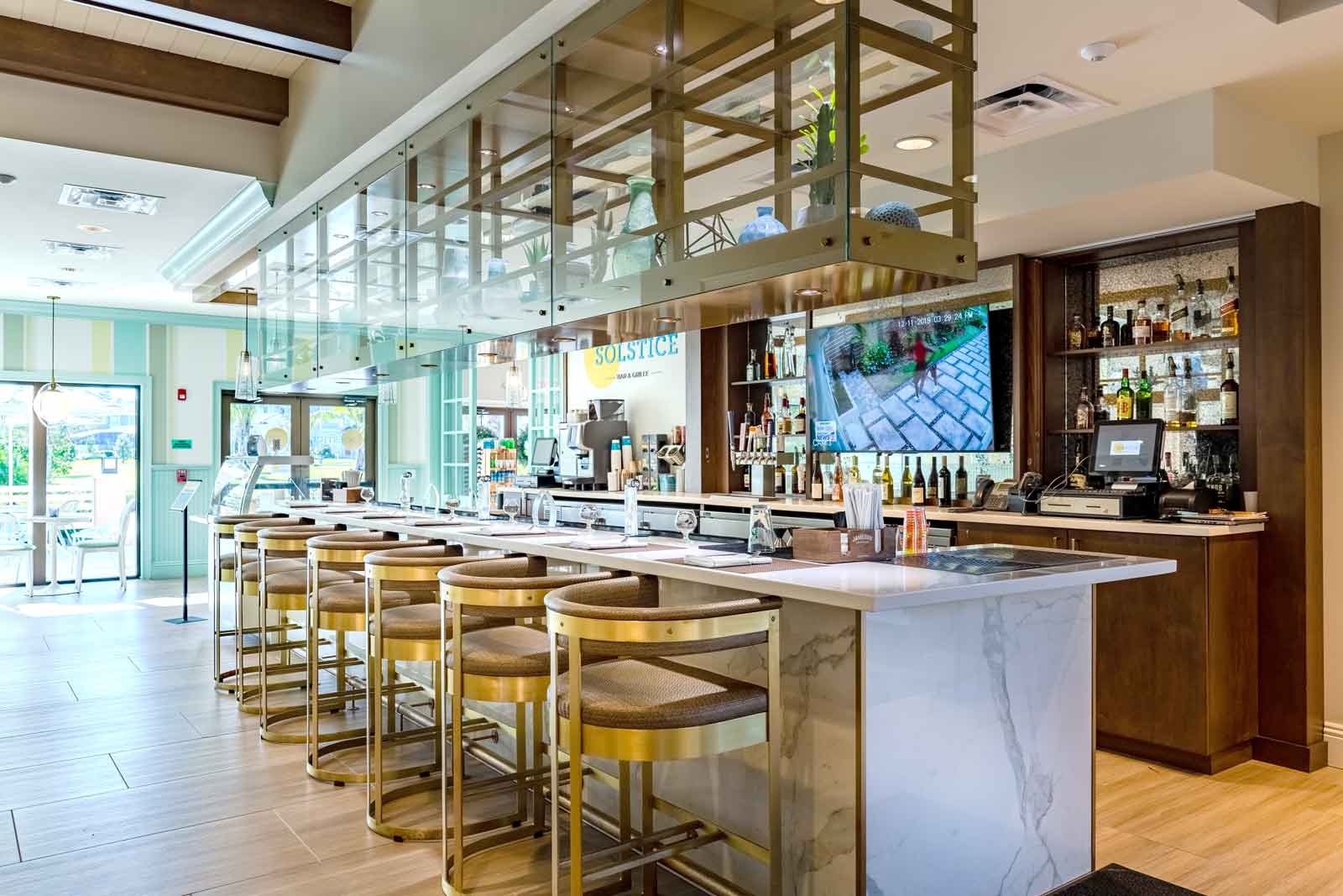 inside bar with stools