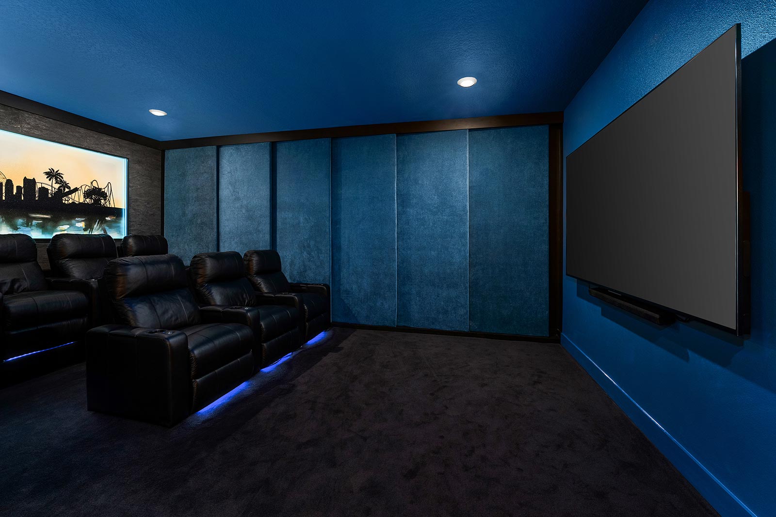 theater with two rows of seating