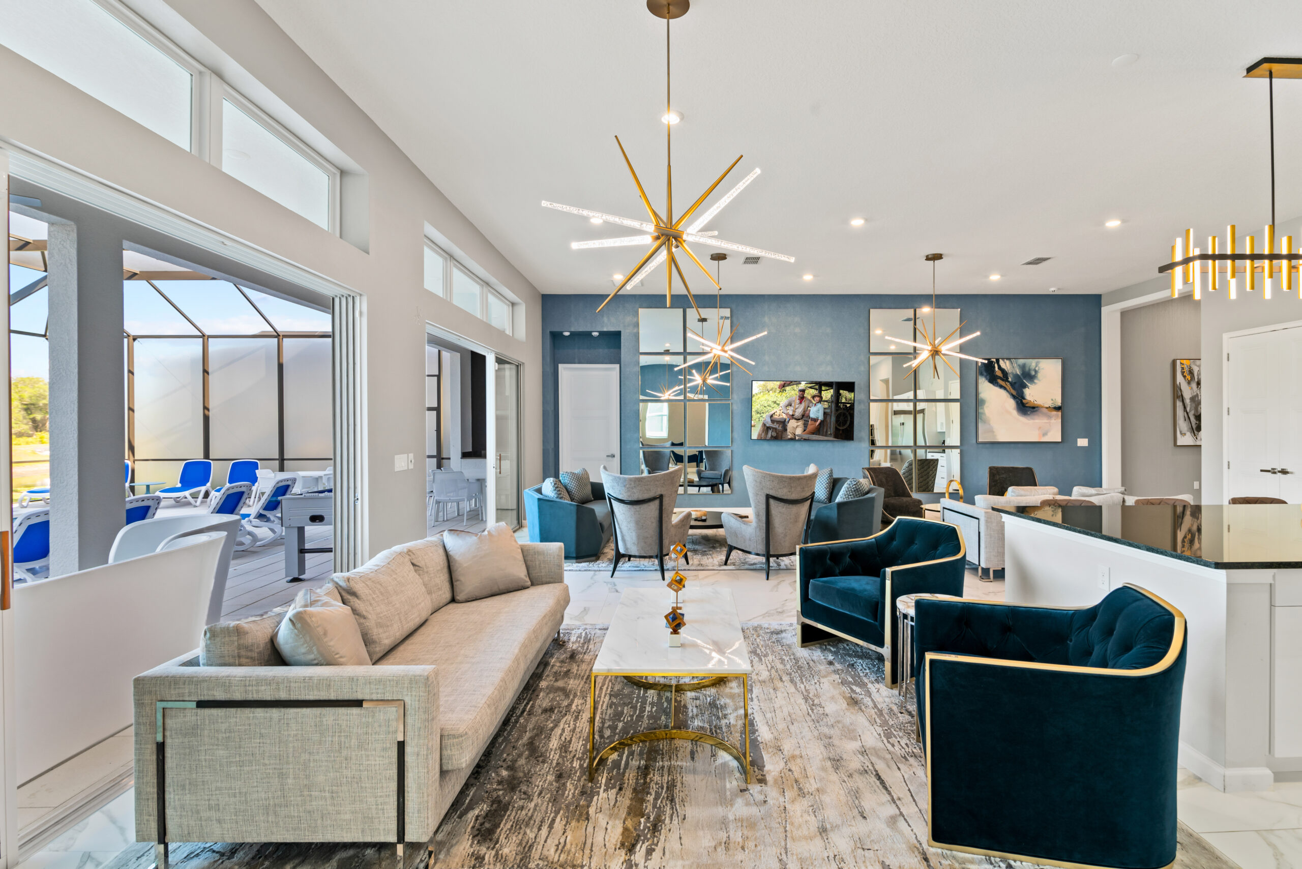 Large modern living room at Solterra Resort home rentals