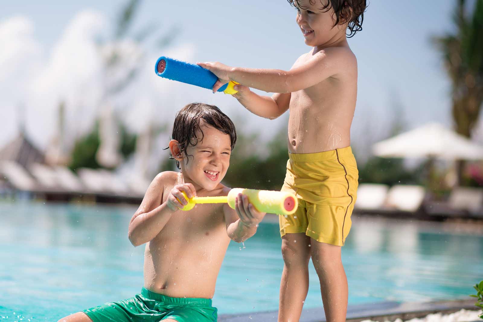 kids playing in the pool