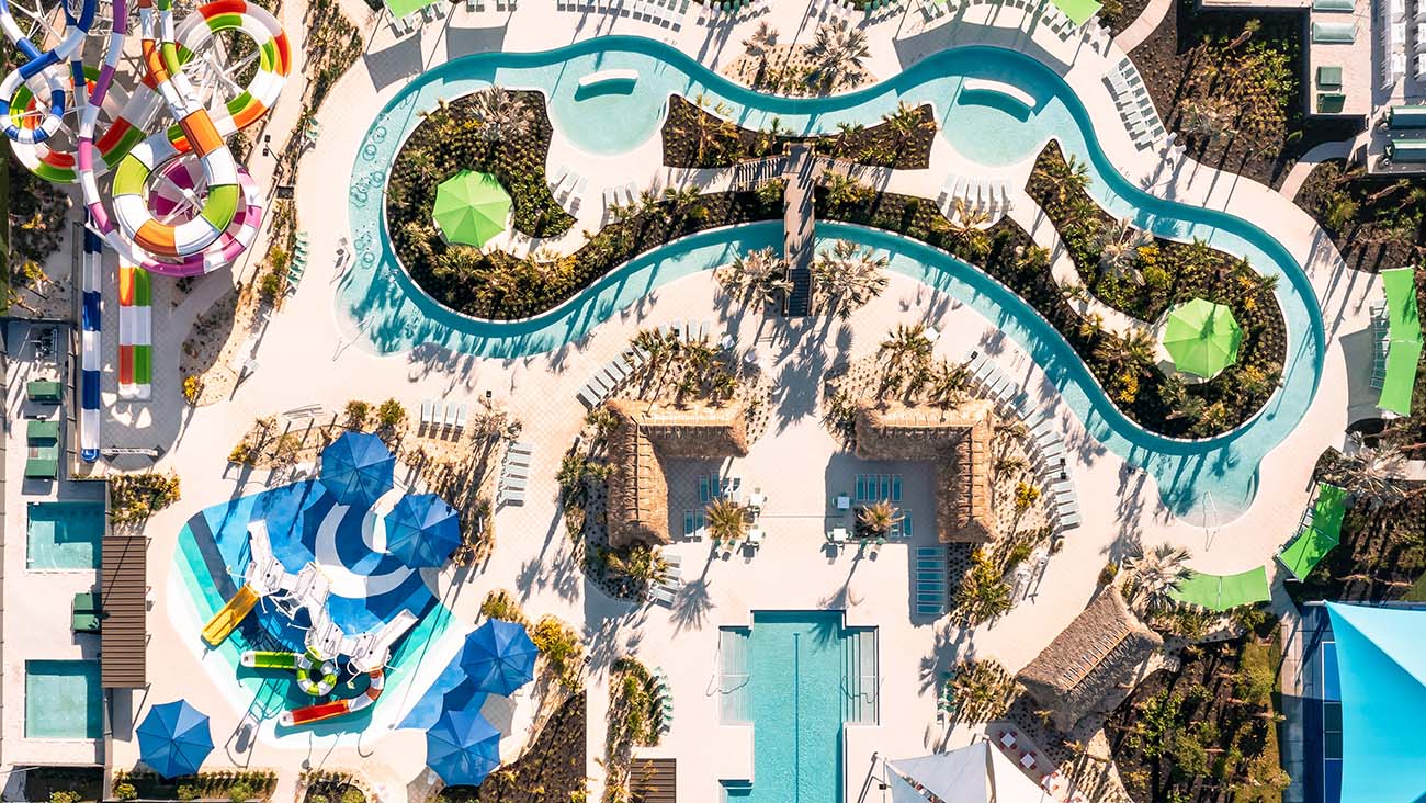 aerial of villatel orlando amenities