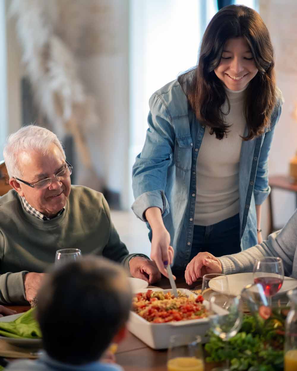 family having dinner